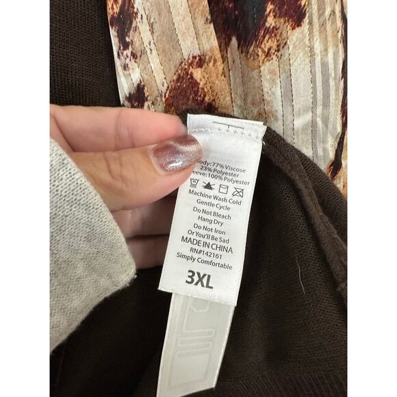 NWT Lularoe Penny Brown Knit Sweater Top 3X Chiffon Sleeves - Picture 7 of 7